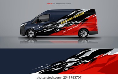 Abstract big van wrap car wrap livery design foe universal medium van vector eps10 ready print printable file