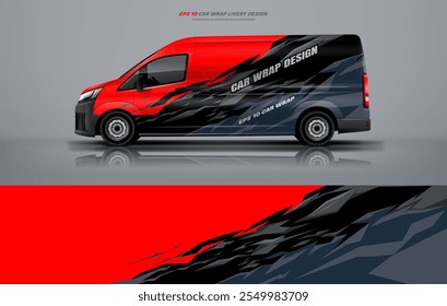 Abstract big van wrap car wrap livery design foe universal medium van vector eps10 ready print printable file