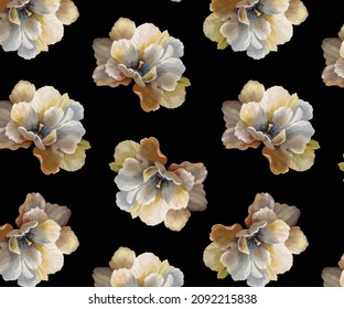 abstract big vector flowers design with black color background illustration textile digital image
