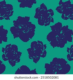 Abstract big white flowers seamless pattern,Simple seamless pattern with cute flowers. Abstract floral background. Vector illustration for design, fabric and print. Craft stamp style.
