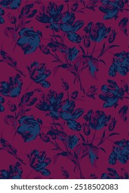 Abstract big white flowers seamless pattern,Simple seamless pattern with cute flowers. Abstract floral background. Vector illustration for design, fabric and print. Craft stamp style.