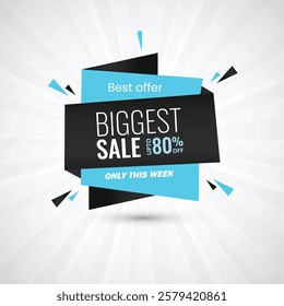 Abstract biggest sale up to 80% off only this week best offer poster design vector illustration. Sale banner template design, Big sale special offer. Only this week best offer banner vector design.