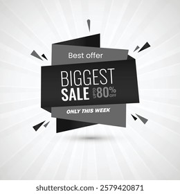 Abstract biggest sale up to 80% off only this week best offer poster design vector illustration. Sale banner template design, Big sale special offer. Only this week best offer banner vector design.