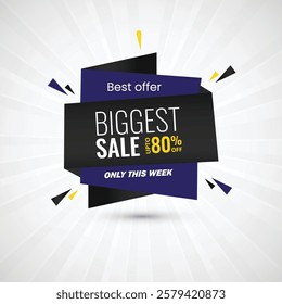 Abstract biggest sale up to 80% off only this week best offer poster design vector illustration. Sale banner template design, Big sale special offer. Only this week best offer banner vector design.