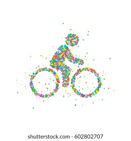 Abstract biker splash multicolored circles cyclist. Vector illustration.