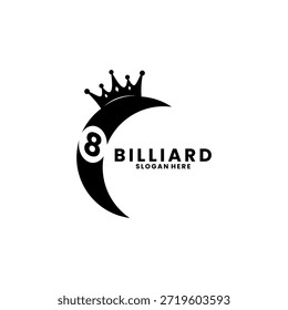 Bola de billar Abstractas con la Plantilla de Vector del diseño del logotipo de la corona