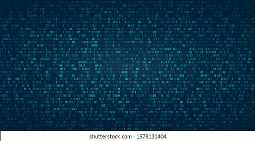 Abstract binary background for hackathon and other digital events. Fallen zero numbers with matrix effect on futuristic background. Vector wallpaper template.