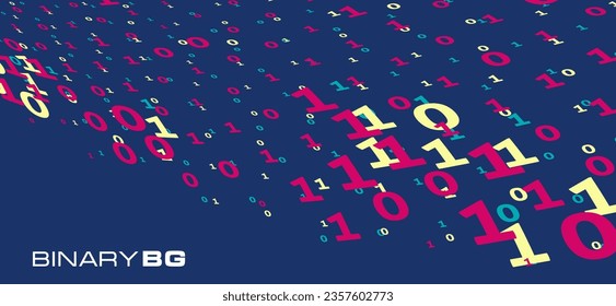 Abstract binary background. Scatter ones and zeros on a blue. Vector graphics