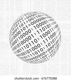 abstract binary ball, vector illustration of digital globe
