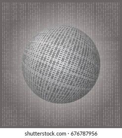 abstract binary ball, vector illustration of digital globe