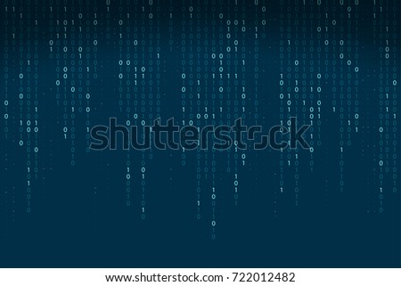 Abstract binary code background. Falling, streaming binary code background. Digital technology wallpaper. Cyber data, decryption and encryption. Hacker background concept. Vector