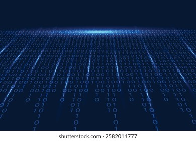 Abstract Binary code background. Stream in isometric style