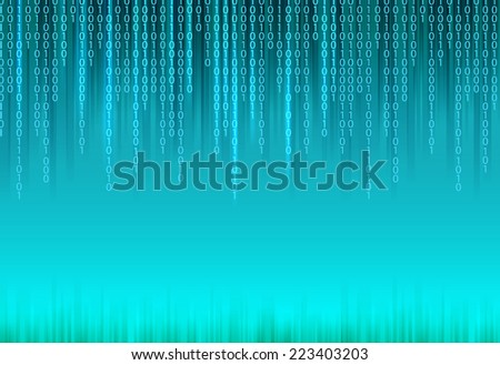 Abstract binary code on blue background of Matrix style. Vector illustration.