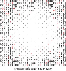 Abstract  binary code Technology Background.  Flat binary code screen listing table with red digit. Digital image data distortion. Digital decay. Binary Computer Code. Vector illustration 10 eps.