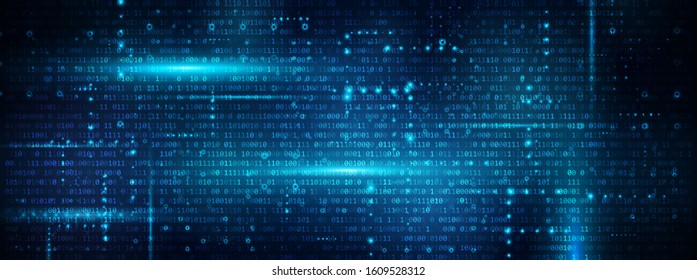 Abstract Binary Software Programming Code Background. Random Parts of Program Code. Digital Data Technology Concept. Ultra Wide Vector Illustration.