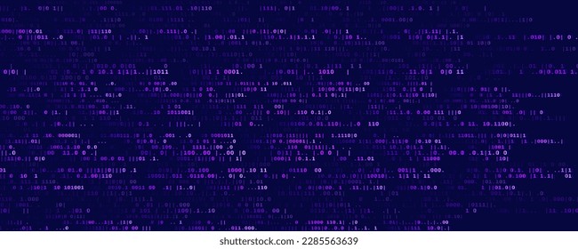 Abstract Binary Software Programming Code Background. Random Parts of Program Code. Digital Data Technology Concept. Random Binary Data Matrix Wide Vector Illustration.