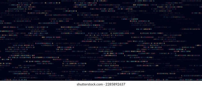 Abstrakter binärer Software-Programmiercode-Hintergrund. Zufällige Teile des Programmcodes. Konzept der digitalen Datentechnologie. Random Binärdaten Matrix-weit Vektorgrafik.