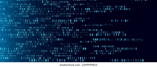 Abstract Binary Software Programming Code Background. Random Parts of Program Source Code. Binary Digits Matrix. Digital Data Cyber Security Technology Concept. Ultra Wide Vector Illustration.