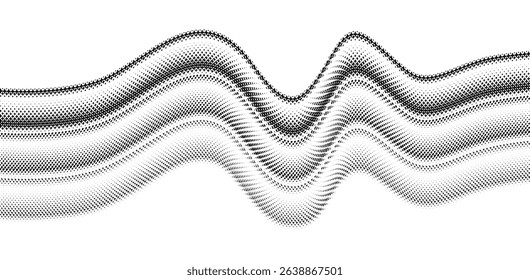 Abstract binary wave pattern, wavy abstract vector pattern in monochrome.