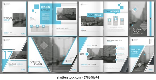 Abstract binder art. White a4 brochure cover design. Info banner frame. Elegant ad flyer text. Title sheet model set. Fancy vector front page. City font blurb. Blue line, square, lozenge figure icon