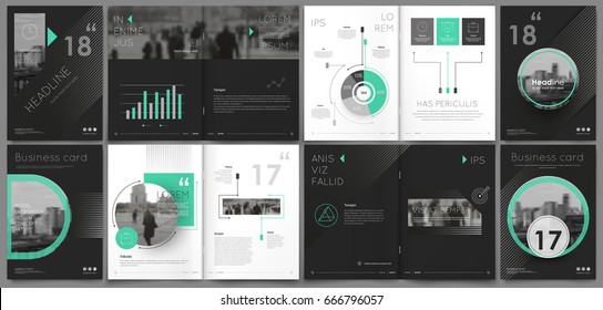 Abstract binder art. White a4 brochure cover design. Info banner frame. Elegant ad flyer text. Title sheet model set. Fancy vector front page. City font blurb. Green line, square, triangle figure icon