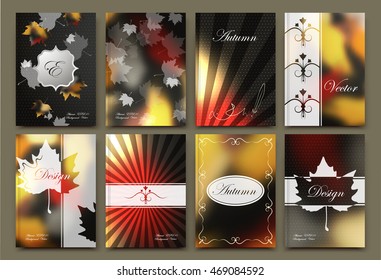 Abstract binder. Eco text frame surface. Patch a4 brochure cover design. Title sheet model set. Yellow leaf fall icon. Creative vector front page. Natural ad banner form texture. Flyer fiber font