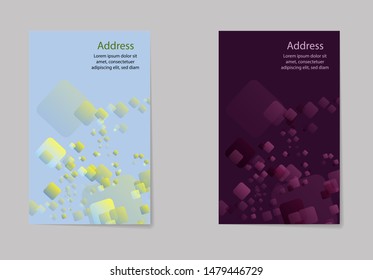 Abstract binder layout. White a4 brochure cover design. Fancy info text frame. Creative ad flyer font. Title sheet model set. Modern vector front page. Elegant city banner. Yellow figures icon fiber