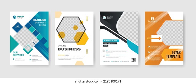 758 Business flyer poster design set. layout template, abstract techno ...