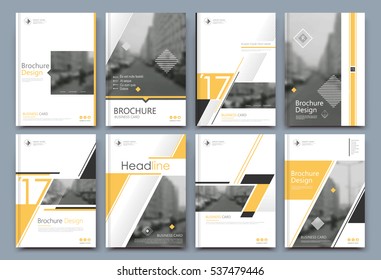 Abstract binder layout. White a4 brochure cover design. Fancy info text frame. Creative ad flyer font. Title sheet model set. Modern vector front page. Elegant city banner. Yellow  figures icon fiber - Shutterstock ID 537479446