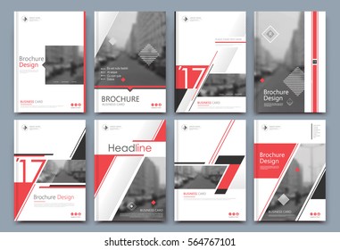 Abstract binder layout. White a4 brochure cover design. Fancy info text frame. Creative ad flyer font. Title sheet model set. Modern vector front page. Elegant city banner. Red lines figure icon fiber