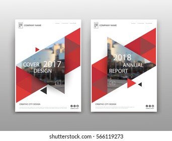 Abstract binder layout. White a4 brochure cover design. Fancy info text frame. Creative ad flyer font. Title sheet model set. Modern vector front page. City view banner. Red triangle figure icon fiber