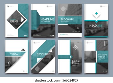 Abstract binder layout. White a4 brochure cover design. Fancy info text frame. Creative ad flyer font. Title sheet model set. Modern vector front page. Elegant city banner. Green square figures icon