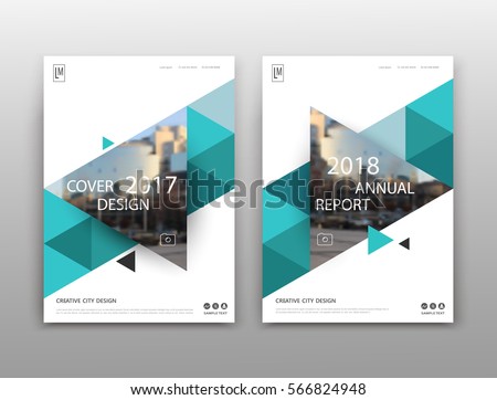 Abstract binder layout. White a4 brochure cover design. Fancy info text frame. Creative ad flyer font. Title sheet model set. Modern vector front page art. City view banner. Green triangle figure icon
