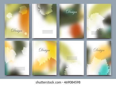 Abstract binder mockup. Eco text frame surface. Patch a4 brochure cover design. Title sheet model set. Yellow leaf fall icon. Creative vector front page. Natural banner form texture. Flyer fiber font