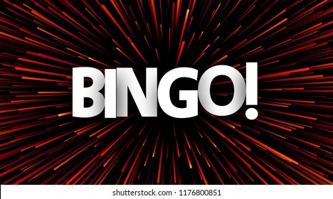 Abstract Bingo Poster With Red Firework. Vector Background.
