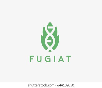 Abstract bio tech leaf dna logo design. Green energy, medicine, science logotype vector icon.