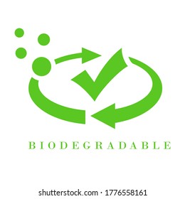 Abstract biodegradable logo with arrows and tick mark