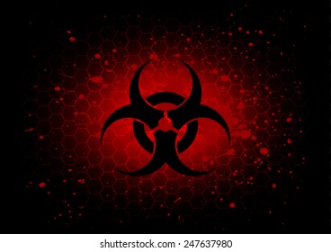 Abstract  biohazard symbol dark red background