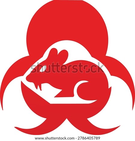 Abstract biohazard symbol with red mouse silhouette