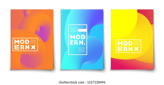 Abstract biological medicine DNA fluid shapes background cover cover set. Amoeba liquid elements design. minimal bright colorful halftone gradient