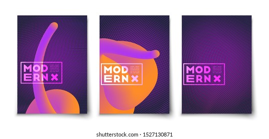 Abstract biological medicine DNA fluid shapes background cover cover set. Amoeba liquid elements design. minimal bright colorful halftone gradient