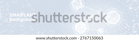Abstract biology composition with dna plant and glowing green particles