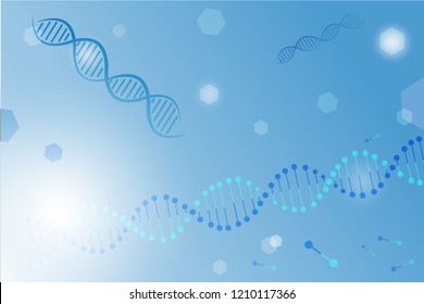 Abstract biology and medicine on blue background.  DNA background, vector illustration.