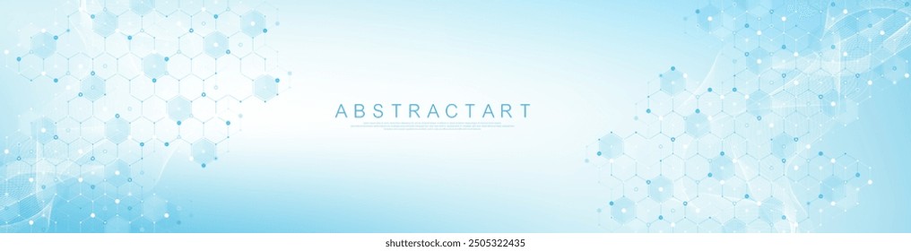 Antecedentes de biología Abstractas y tecnología farmacéutica. Atención médica y antecedentes médicos con Formas hexagonales. Líneas ondulatorias y hexágonos. Ilustración vectorial