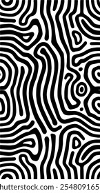 Abstract Biomorphic Black and_White Pattern Seamless Organic Maze Design