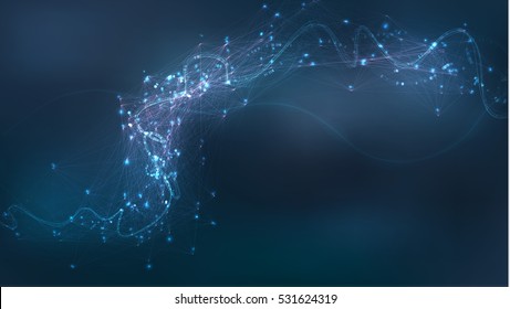 Abstract Biotechnology Vector Background. Medicine Technology Futuristic Illustration. Network Connection