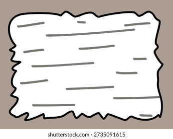 Abstract birch bark or torn paper texture background. Minimalist organic white frame on neutral taupe vector.