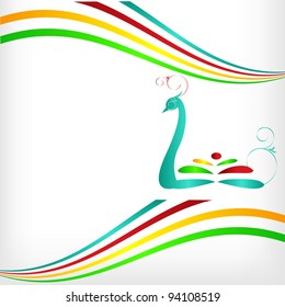 abstract bird against the backdrop of a rainbow