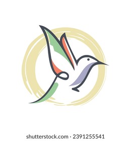 Abstract bird art. Abstract aesthetic background scenery. Mid-century modern minimalism. Simple illustration. Editable lines