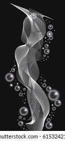 Abstract bird blend lines with sparkle on black background vector